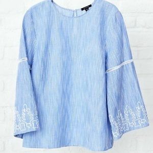 Stella & Dot Embroidered Bell Sleeve Blouse